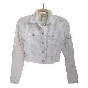 La Decker Jacket Juniors S Small White Linen Phoenix Long Sleeve Lightweight